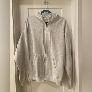 Hanes Men's Zip-Up Hoodie - Heather Light Gray